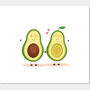 Avocado lovers, cartoon avocado family, couple avocado Posters and Art